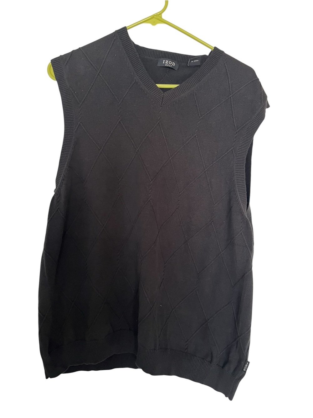 Izod Golf Men’s L (Unisex) Black Diamond Knit V-Neck Sweater Vest